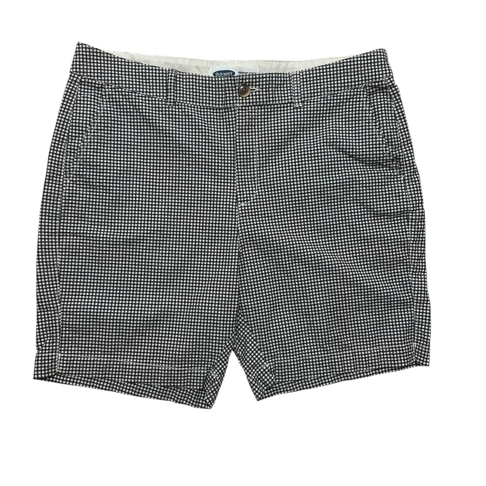 Old Navy Women Preppy Gingham Everyday Short 14 Black‎ White High Rise Chino